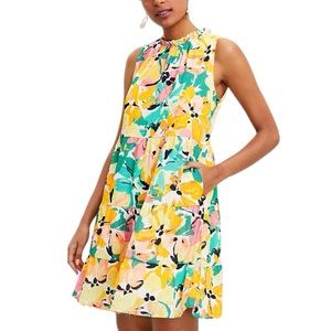 NWT LOFT Sleeveless Floral Ruffle Tiered Swing Dress, Tall
